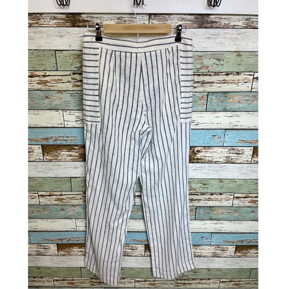 Women’s Laundry by Shelli Segal Pinstripe Linen Blend Straight Leg Pants Size 4 - Picture 5 of 5